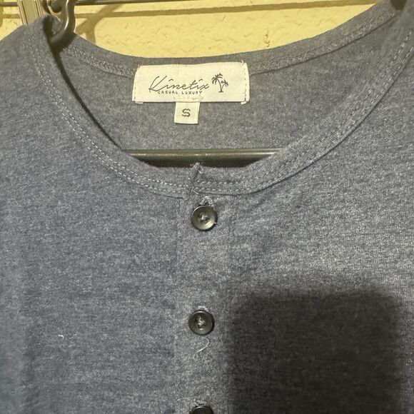 NEW Kinetix Shirt Mens Small Blue Long Sleeve Henley Casual Quiet Luxury comfort - Picture 4 of 7